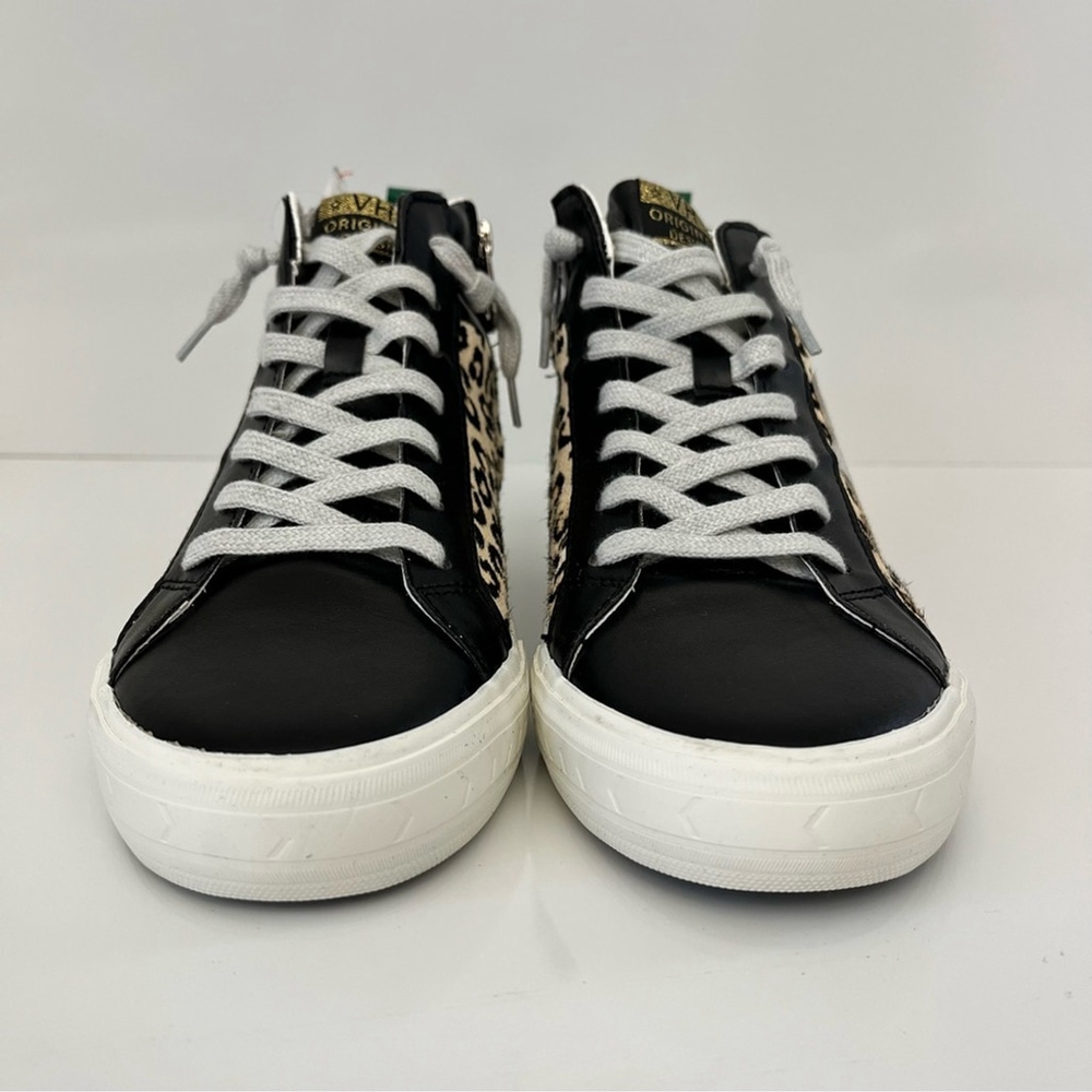 Vintage Havana Leopard High Top Sneakers Size 9 Star Distressed Zip Shoes - Picture 7 of 13